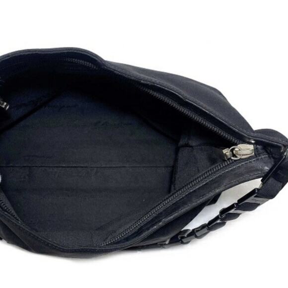 Salvatore Ferragamo Black Nylon Shoulder Bag with Chain Strap MSRP $460 EUC - Picture 5 of 13